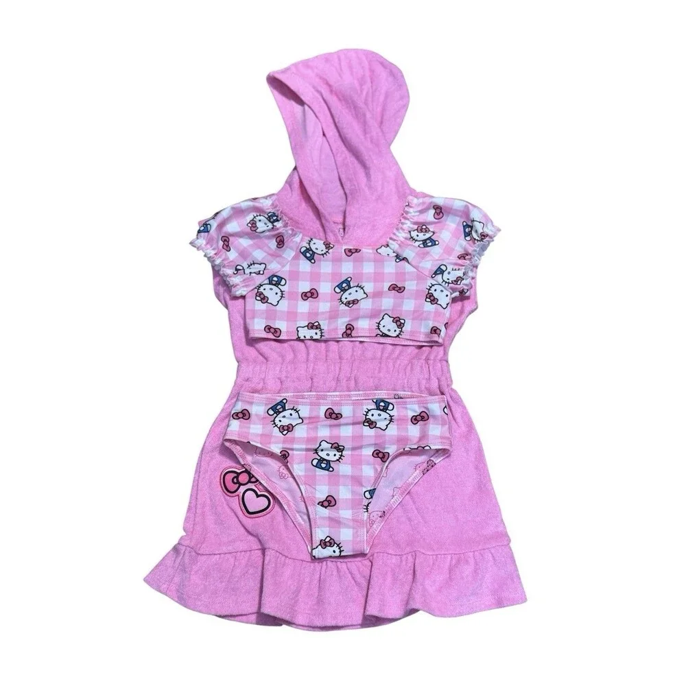 Sanrio Hello Kitty Girls 3 Pcs Swim Set With Hooded Cover Up Size 18 months NWT